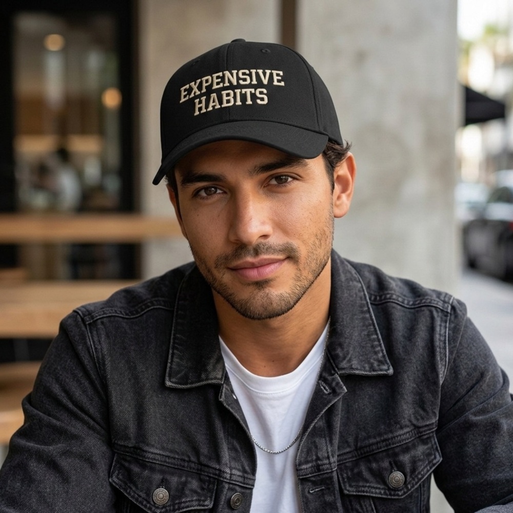 Expensive Habits Black Dad Hat Minimal Streetwear Luxury Aesthetic Baseball Hat